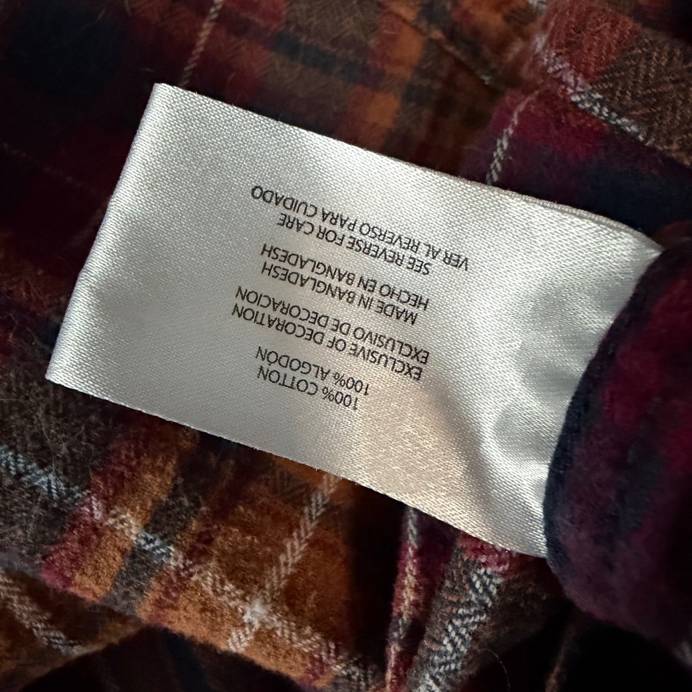 Eddie Bauer Flannel Shirt Large‎ Multicolor Plaid Button Front Cotton - Picture 5 of 6
